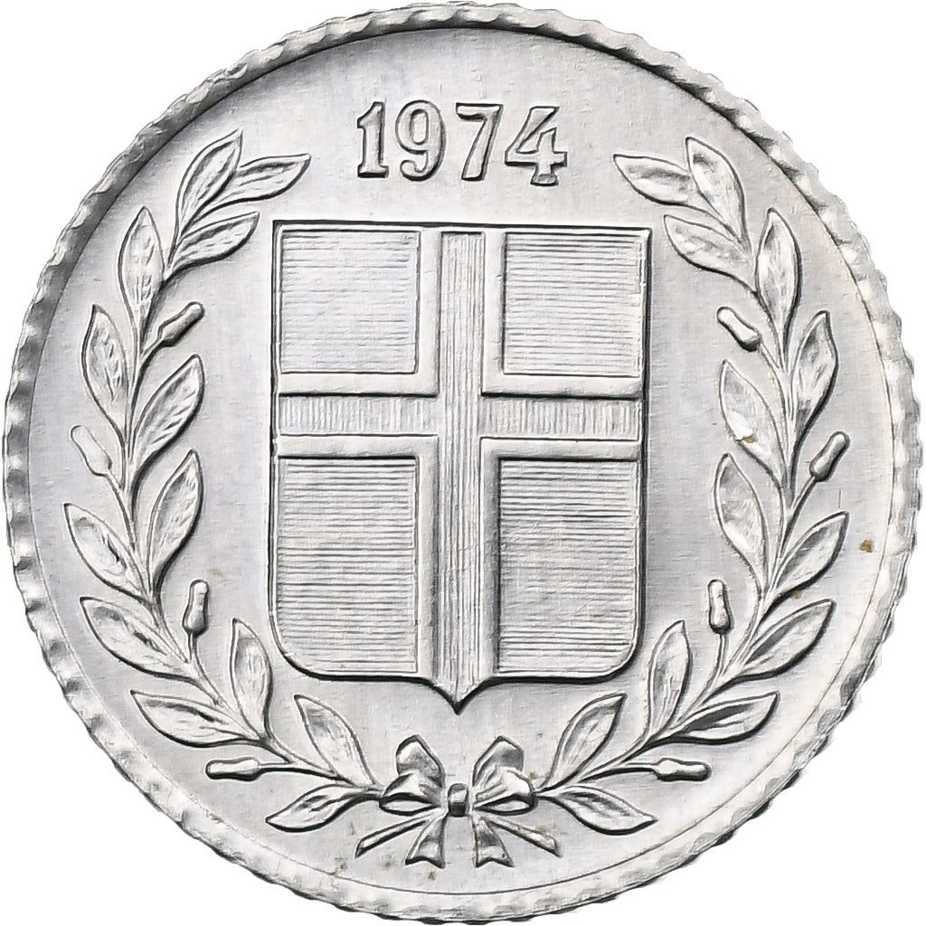 Iceland, 10 Aurar, 1974, Aluminum, AU(55-58), KM:10a