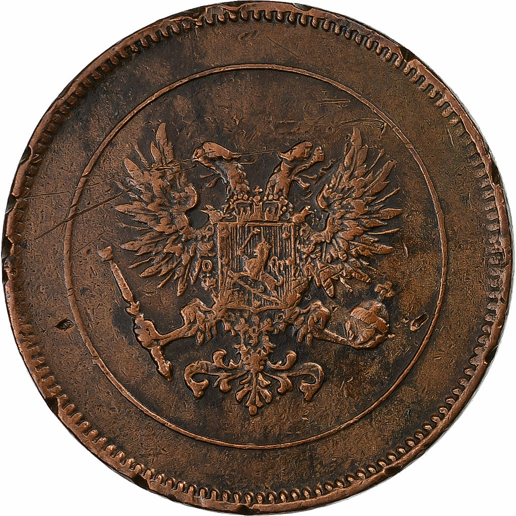 Finland, Nicholas II, 5 Pennia, 1917, Koper, ZF, KM:17