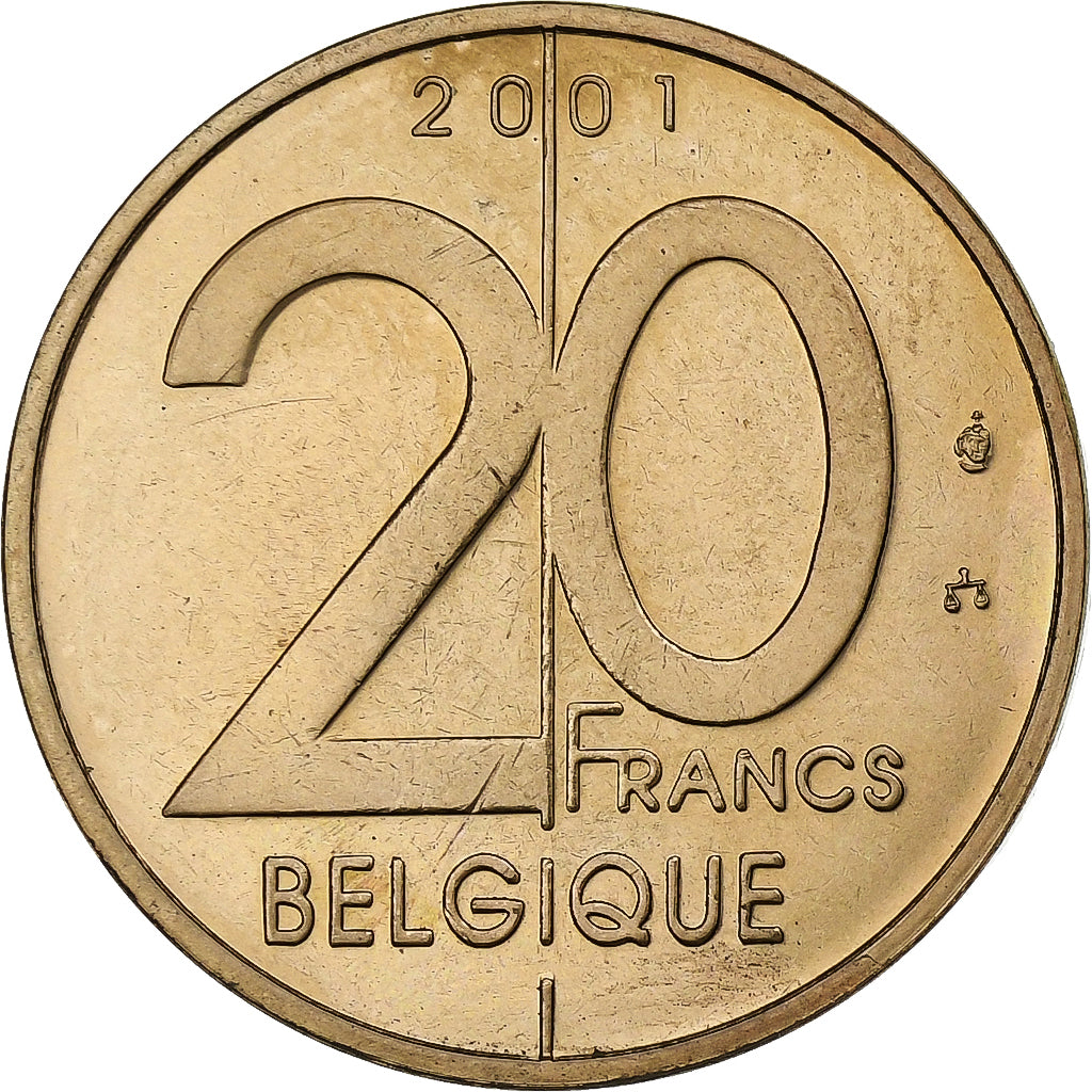 Belgium, Albert II, 20 Francs, 20 Frank, 2001, Brussels, Nickel-Bronze