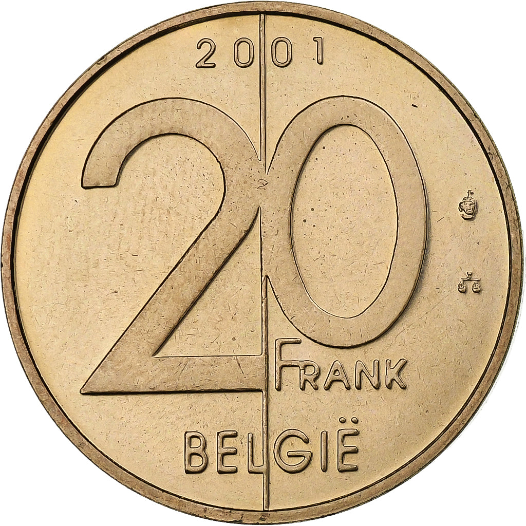 Belgique, Albert II, 20 Francs, 20 Frank, 2001, Bruxelles, Nickel-Bronze, SUP