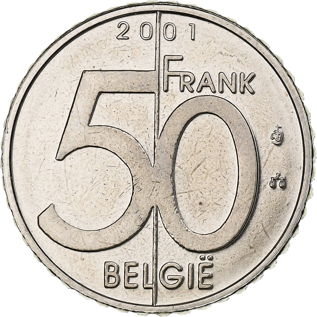 Belgium, Albert II, 50 Francs, 50 Frank, 2001, Brussels, Nickel, MS(63), KM:194