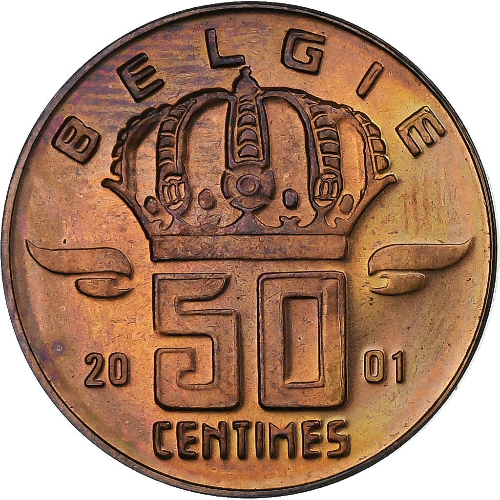 Belgia, Baudouin I, 50 Centimes, 2001, Brązowy, MS(63), KM:148.1