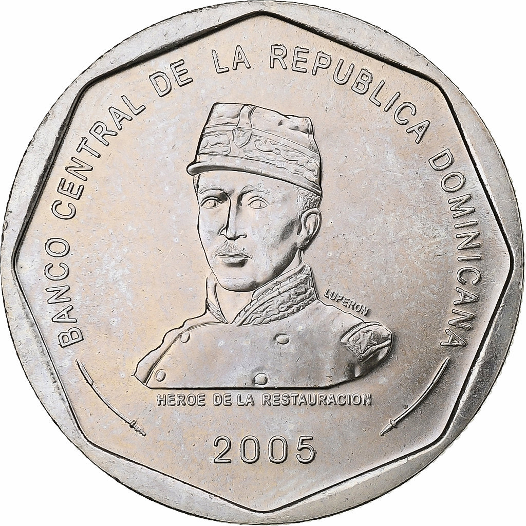 Dominican Republic, 25 Pesos, 2005, Copper-nickel, MS(63), KM:107