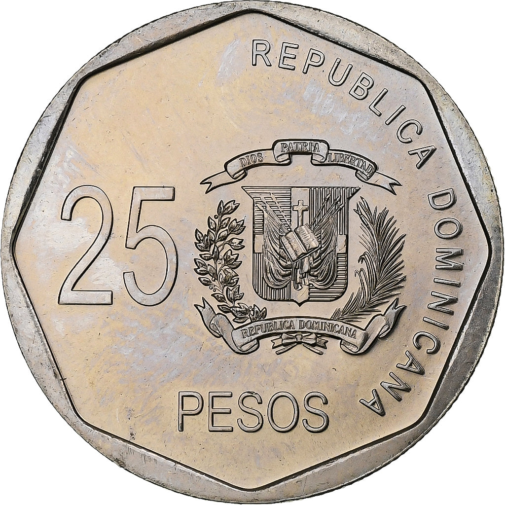Dominican Republic, 25 Pesos, 2005, Copper-nickel, MS(63), KM:107