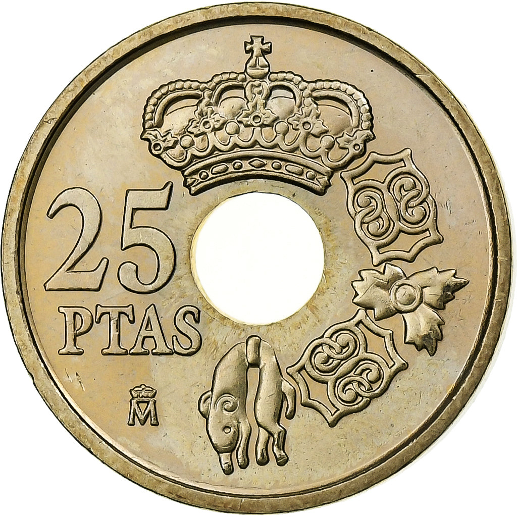 Spain, 25 Pesetas, 2001, Madrid, Aluminum-Bronze, MS(63), KM:1013