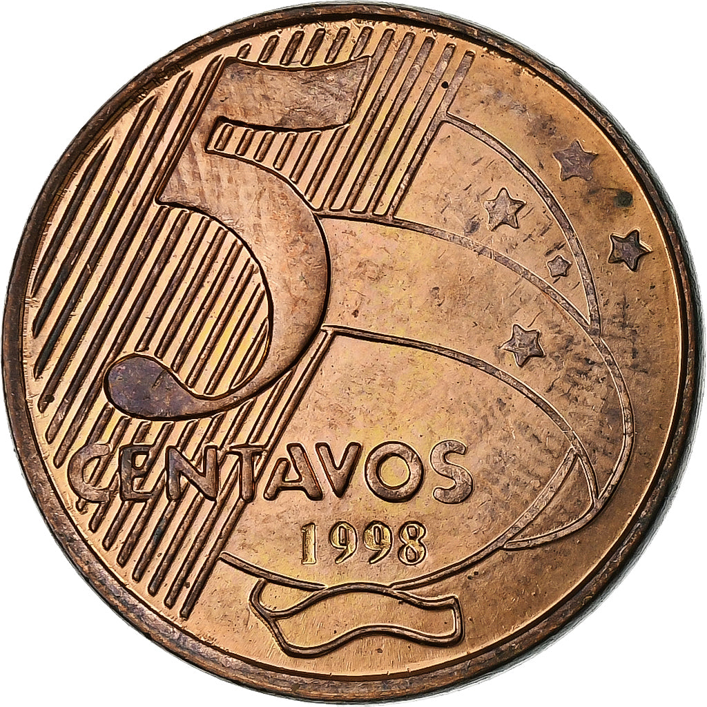Brazil, 5 Centavos, 1998, Copper Plated Steel, EF(40-45), KM:648