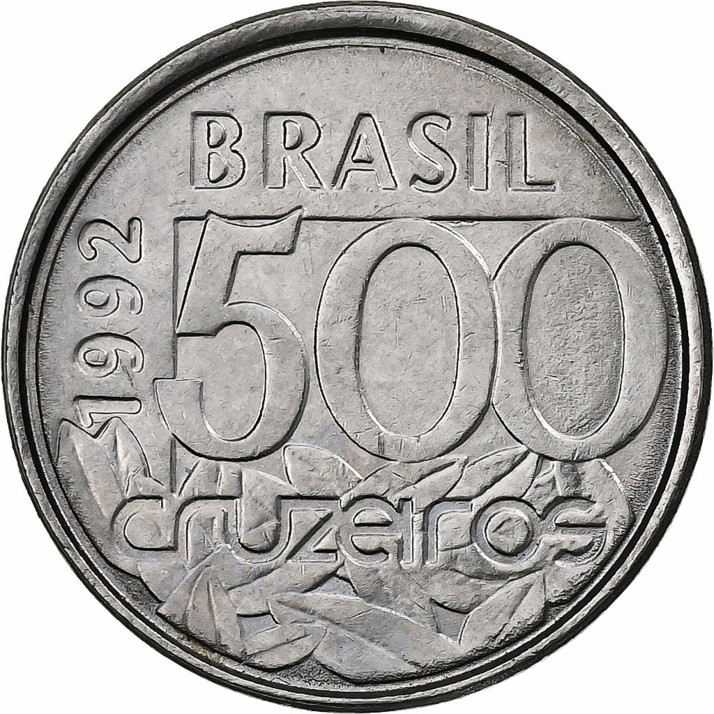 Brasil, 500 Cruzeiros, 1992, Acero inoxidable, EBC, KM:624