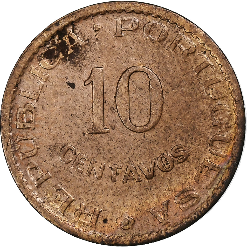 INDIE-PORTUGALSKIE, 10 Centavos, 1958, Brązowy, EF(40-45), KM:30