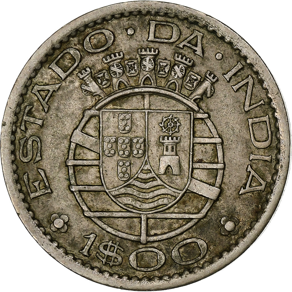 INDIA-PORTUGUESE, Escudo, 1958, Copper-nickel, EF(40-45), KM:33