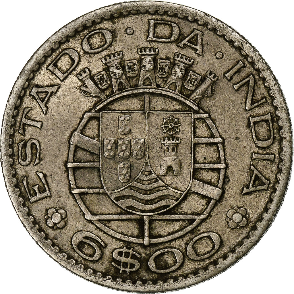 INDIA-PORTUGUESE, 6 Escudos, 1959, Copper-nickel, EF(40-45), KM:35