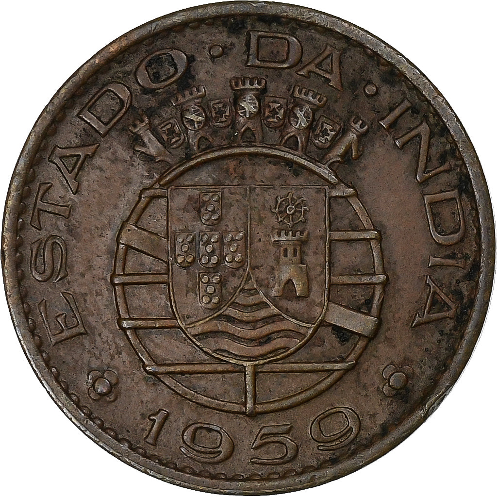 INDIA-PORTUGUESE, 30 Centavos, 1959, Bronze, EF(40-45), KM:31