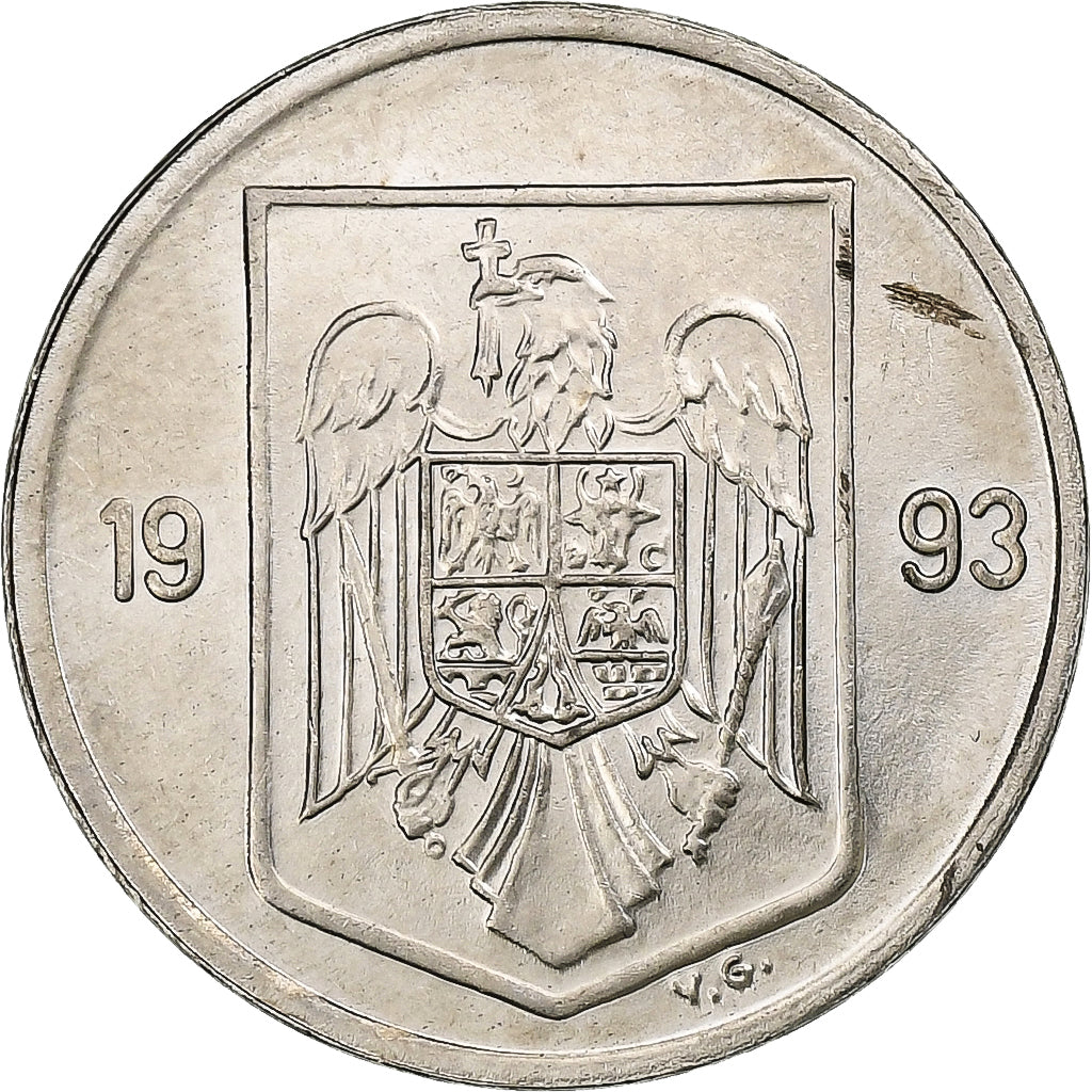 Roemenië, 5 Lei, 1993, Nickel plated steel, PR, KM:114