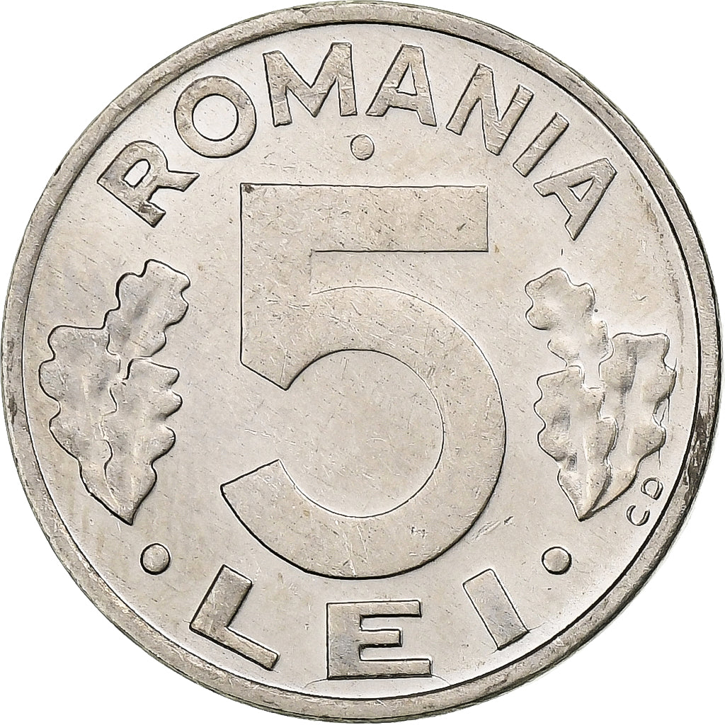 Roemenië, 5 Lei, 1993, Nickel plated steel, PR, KM:114