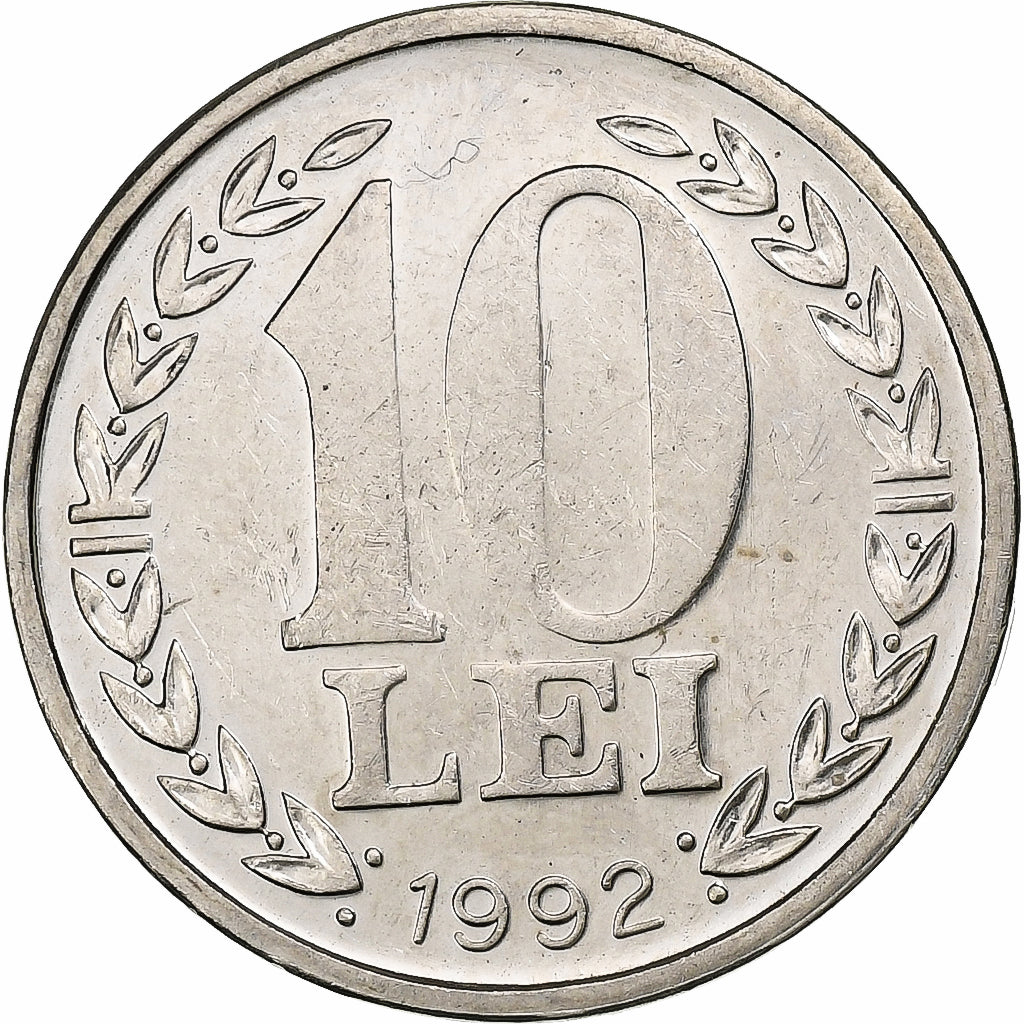 Roemenië, 10 Lei, 1992, Nickel Clad Steel, PR, KM:108