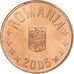 Roménia, 5 Bani, 2005, Acier plaqué cuivre, AU(55-58), KM:190