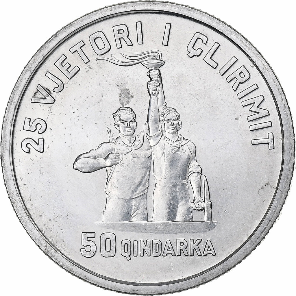 Albânia, 50 Qindarka, 1969, Rome, Alumínio, AU(55-58), KM:47