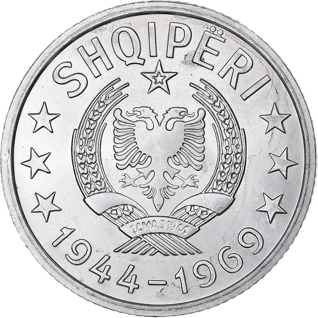 Albania, 10 Qindarka, 1969, Aluminum, MS(60-62), KM:45