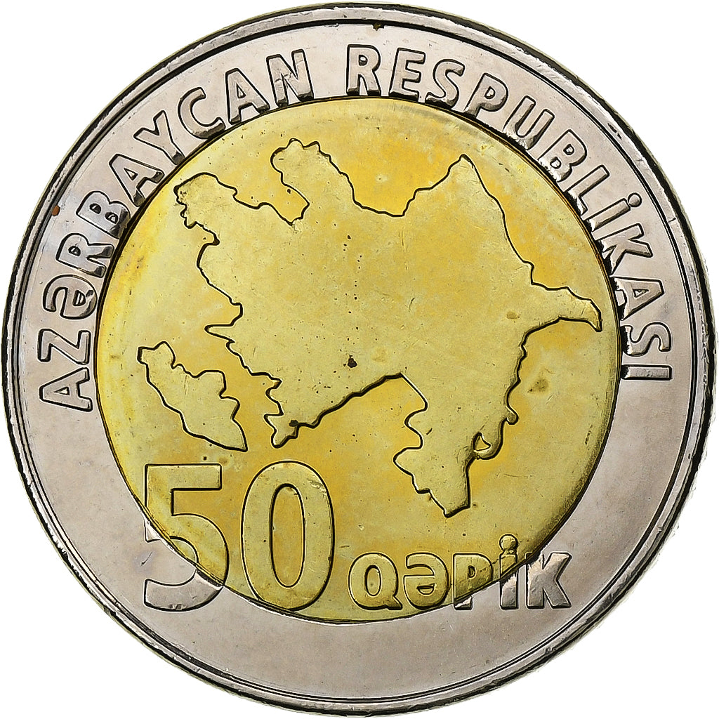 Azerbaijan, 50 Qapik, 2006, Bi-Metallic, MS(63), KM:44