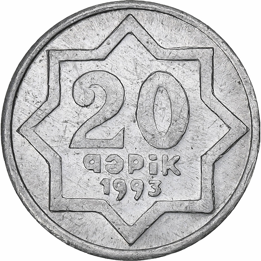 Azerbaijan, 20 Qapik, 1992, Aluminum, AU(50-53), KM:3a