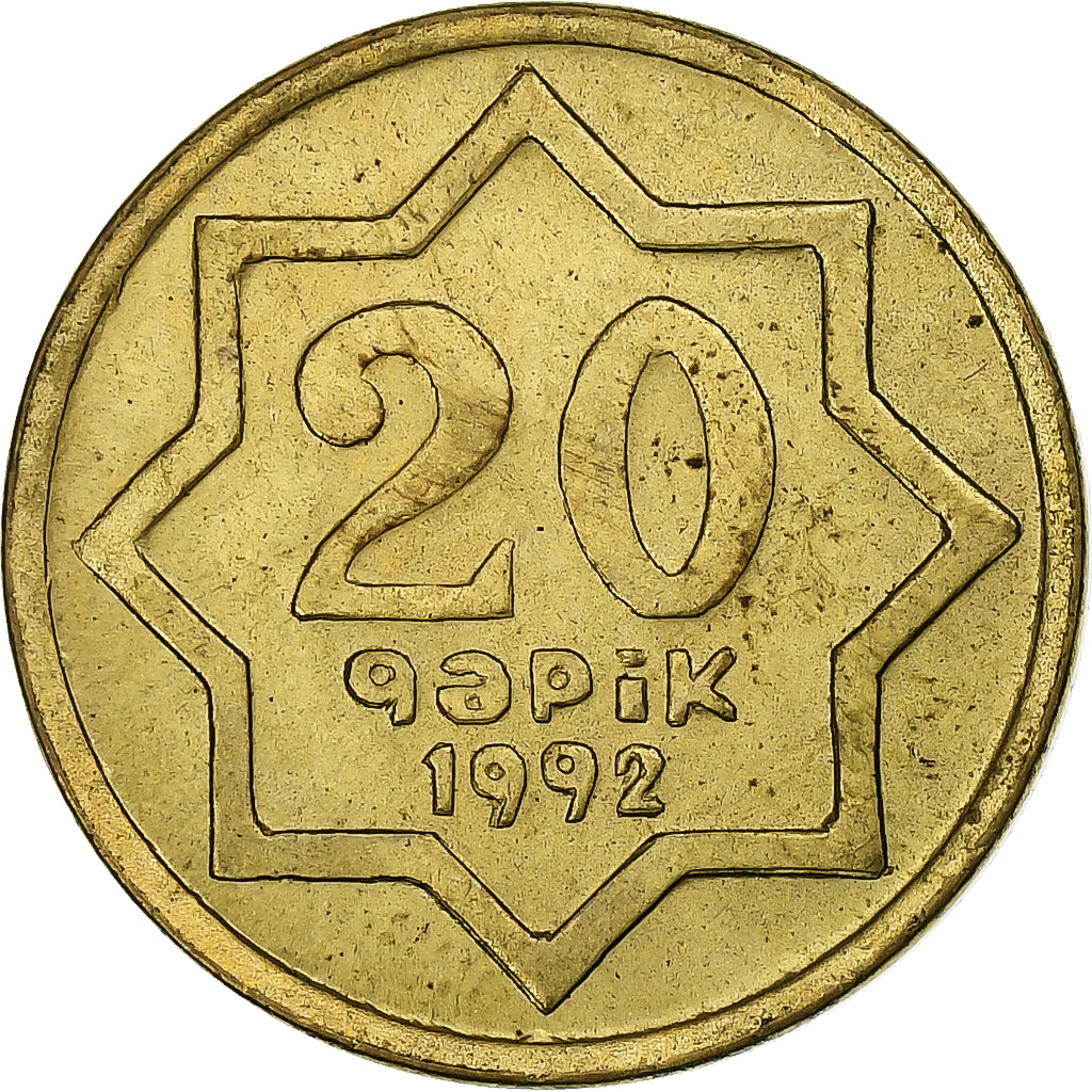 Azerbaijan, 20 Qapik, Undated (2006), Brass plated steel, AU(55-58), KM:43