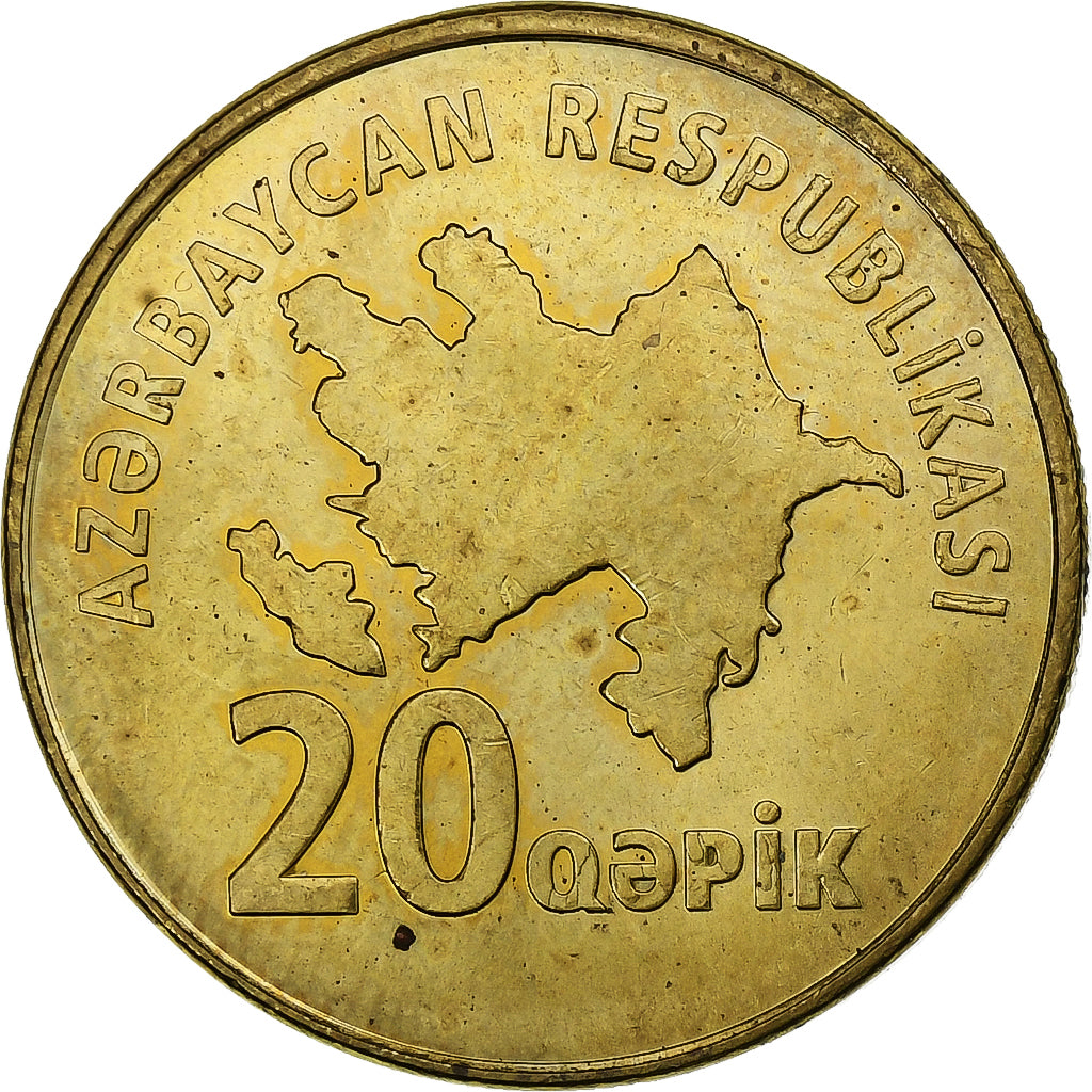 Azerbaïdjan, 20 Qapik, Undated (2006), Brass plated steel, SUP, KM:43