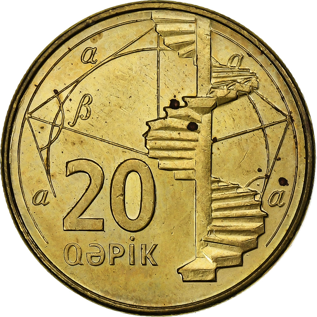 Azerbaïdjan, 20 Qapik, Undated (2006), Brass plated steel, SUP, KM:43