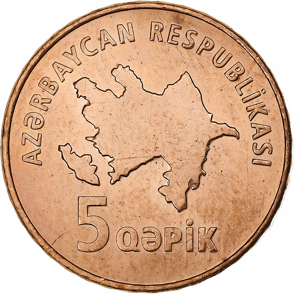 Moneda, Azerbaiyán, 5 Qapik, Undated (2006), SC, Cobre chapado en acero, KM:41