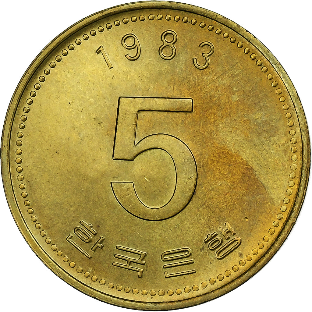 KOREA-SOUTH, 5 Won, 1983, Messing, UNZ, KM:5a