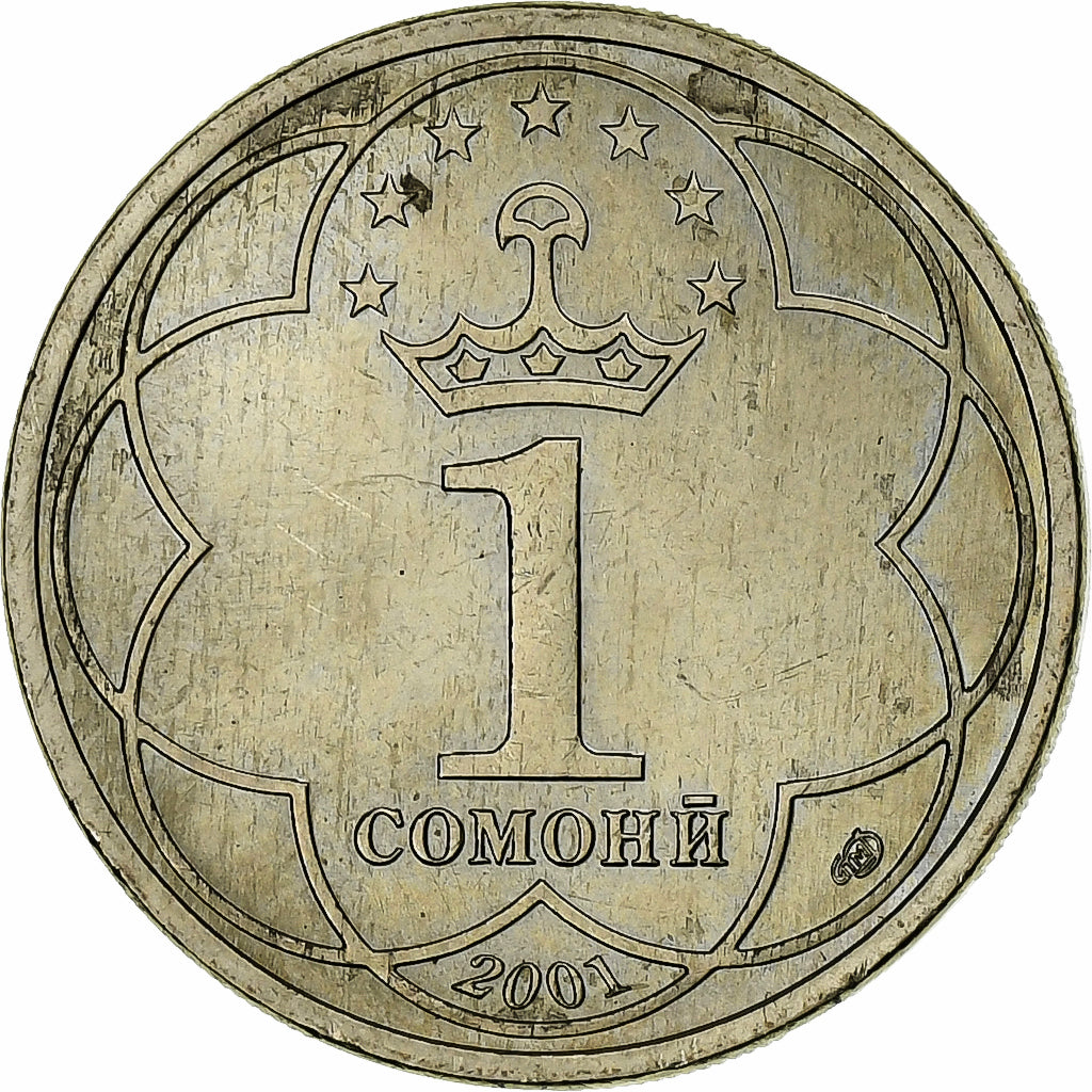Tajikistan, Somoni, 2001, St. Petersburg, Copper-Nickel-Zinc, AU(55-58), KM:7