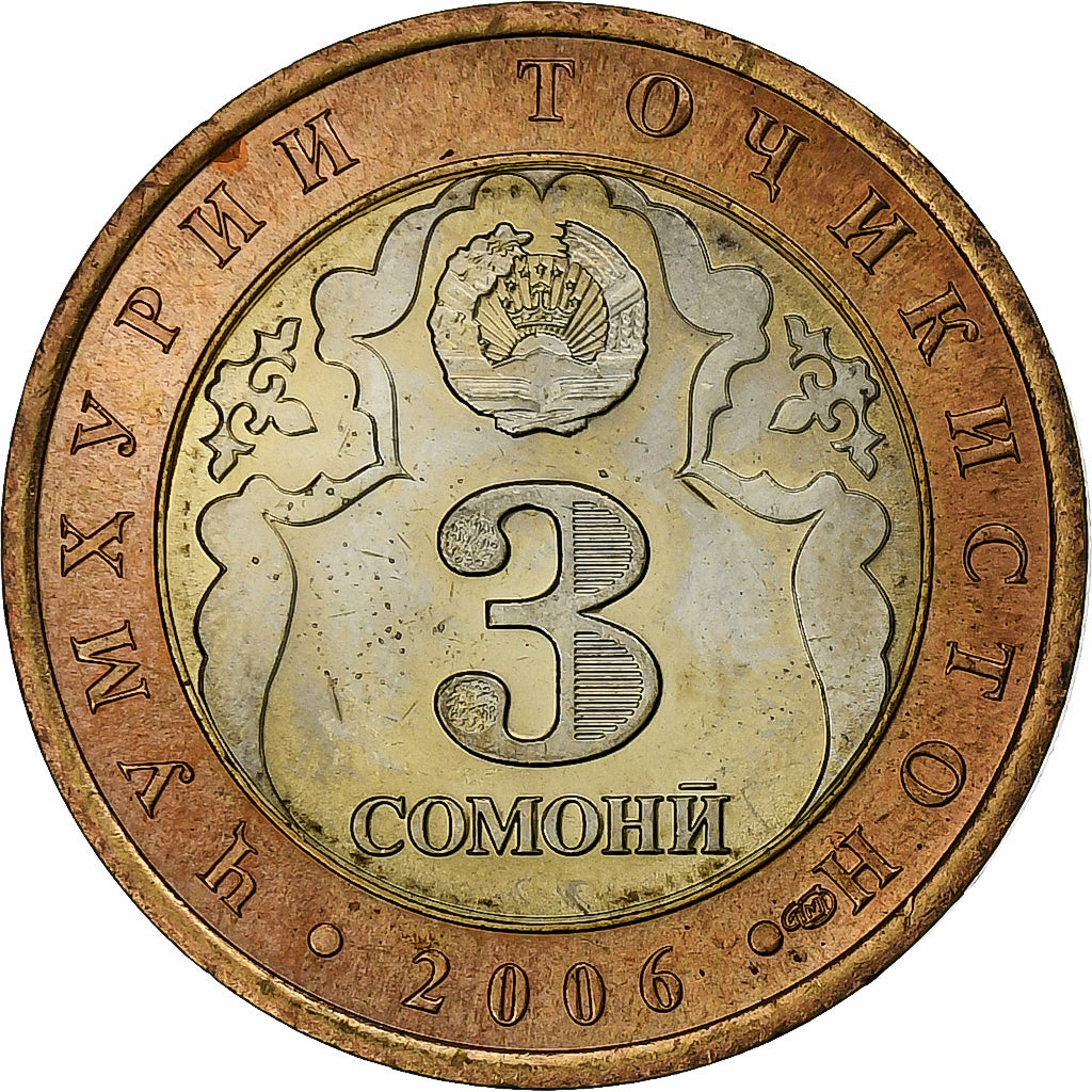 Tajikistan, 3 Somoni, 2006, St. Petersburg, Bi-Metallic, PR, KM:14