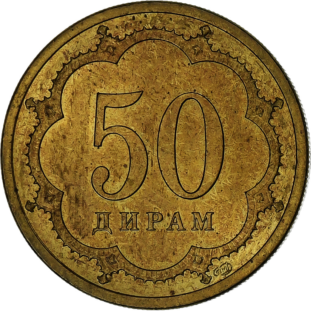 Tadżykistan, 50 Drams, 2001, St. Petersburg, Mosiądz powlekany stalą