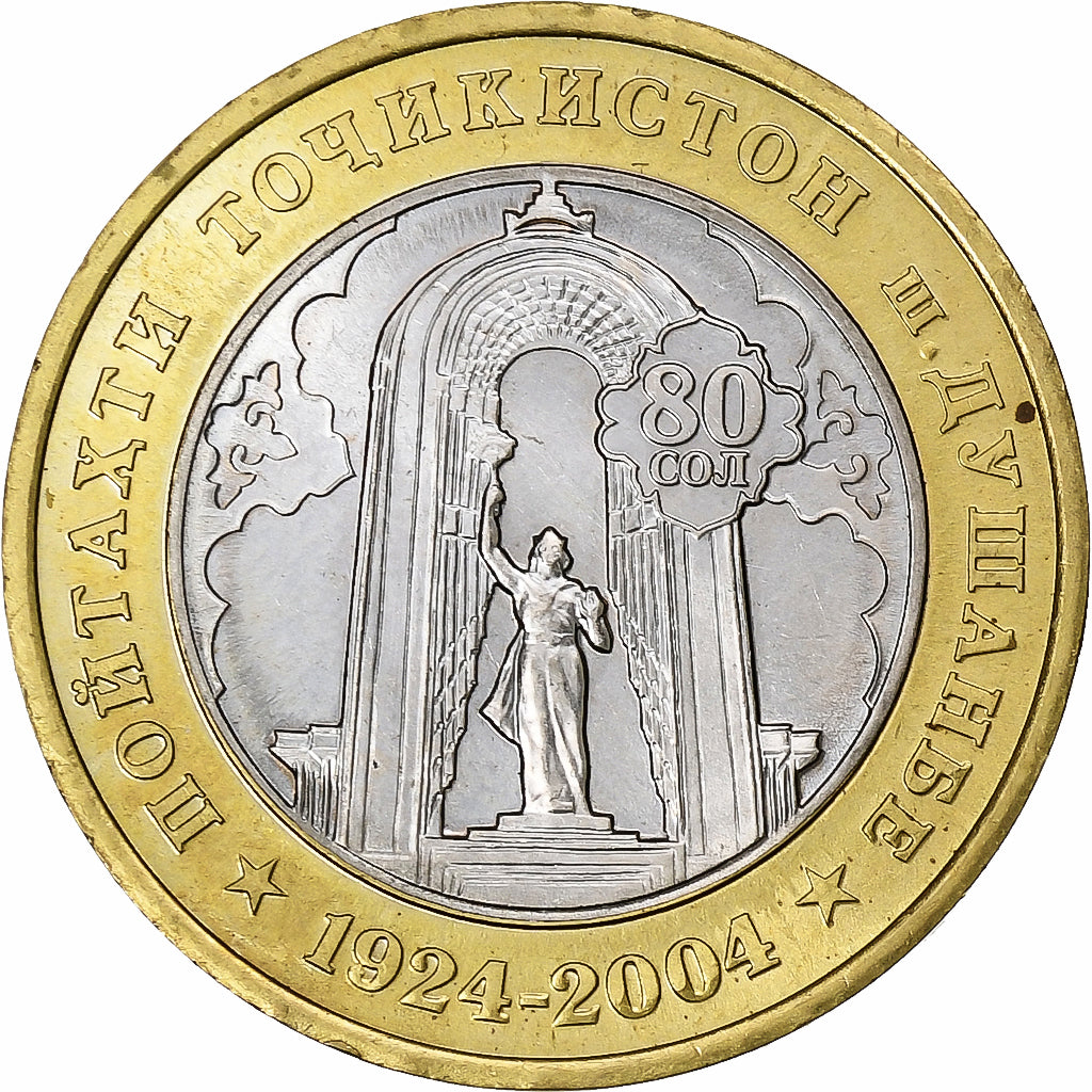 Tajikistan, 3 Somoni, 2001, St. Petersburg, Bi-Metallic, MS(63), KM:10