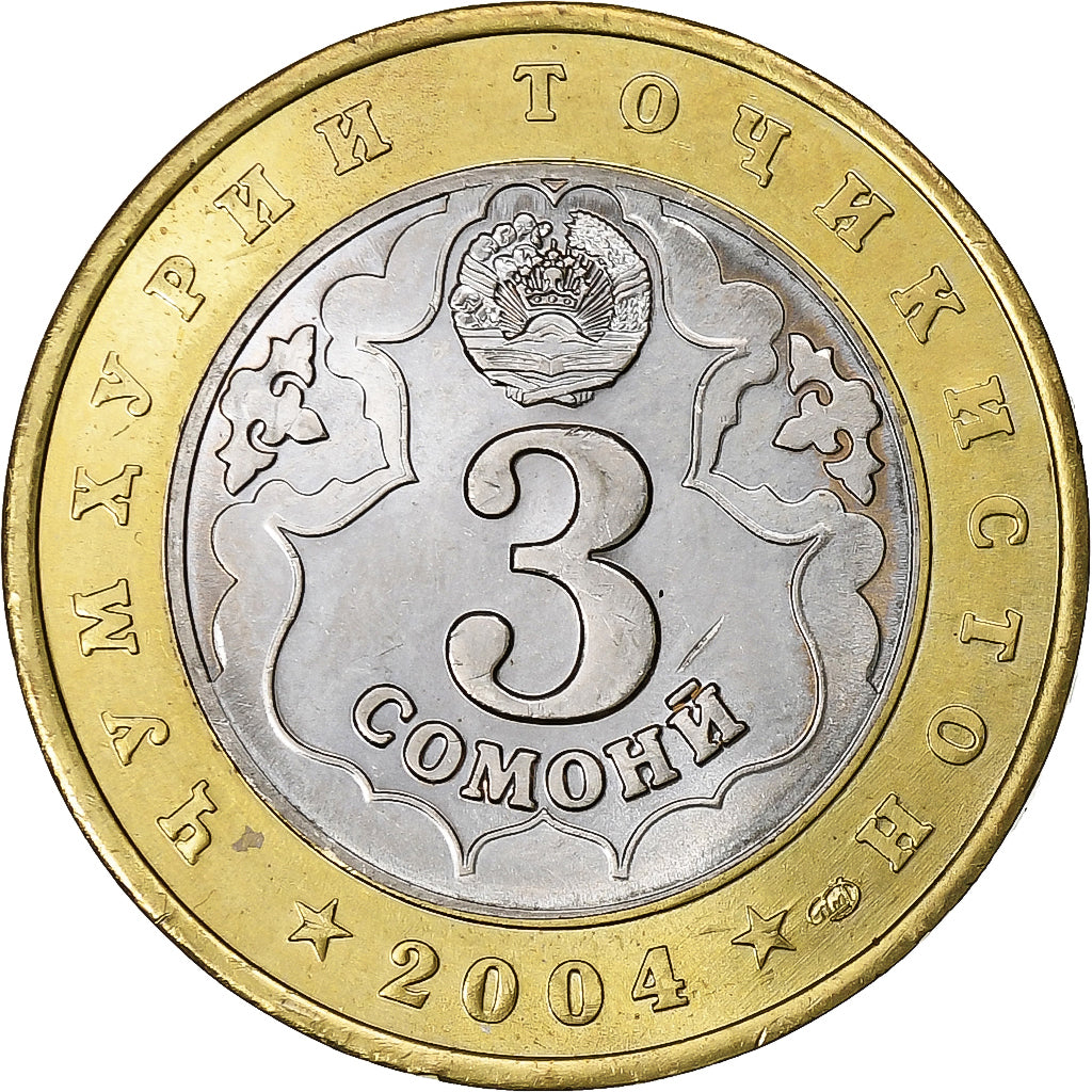 Tajikistan, 3 Somoni, 2001, St. Petersburg, Bi-Metallic, MS(63), KM:10