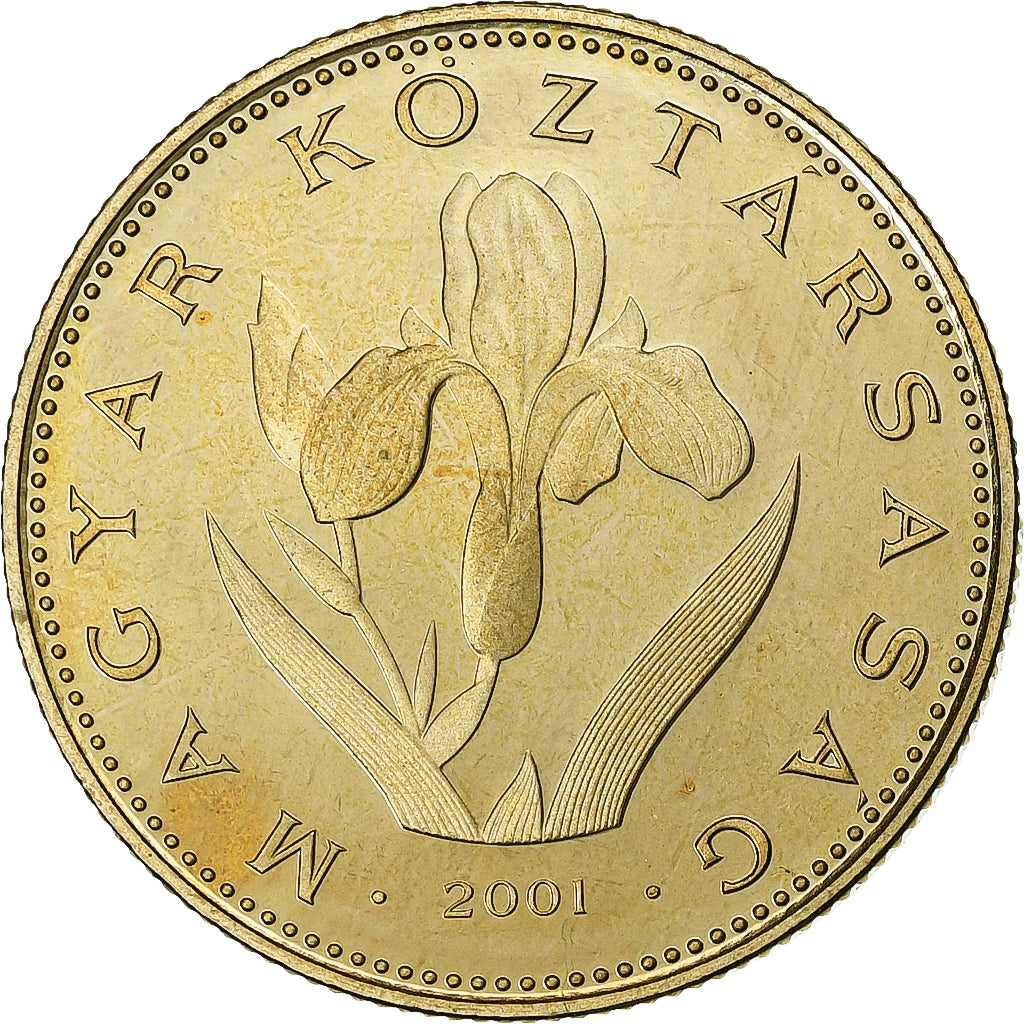 Hungary, 20 Forint, 2001, Budapest, Nickel-brass, MS(64), KM:696