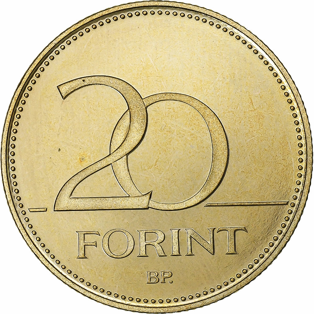 Hungary, 20 Forint, 2001, Budapest, Nickel-brass, MS(64), KM:696