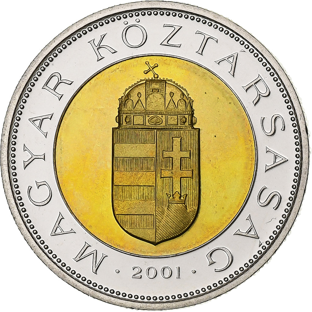 Hungary, 100 Forint, 2001, Budapest, Bi-Metallic, MS(63), KM:721