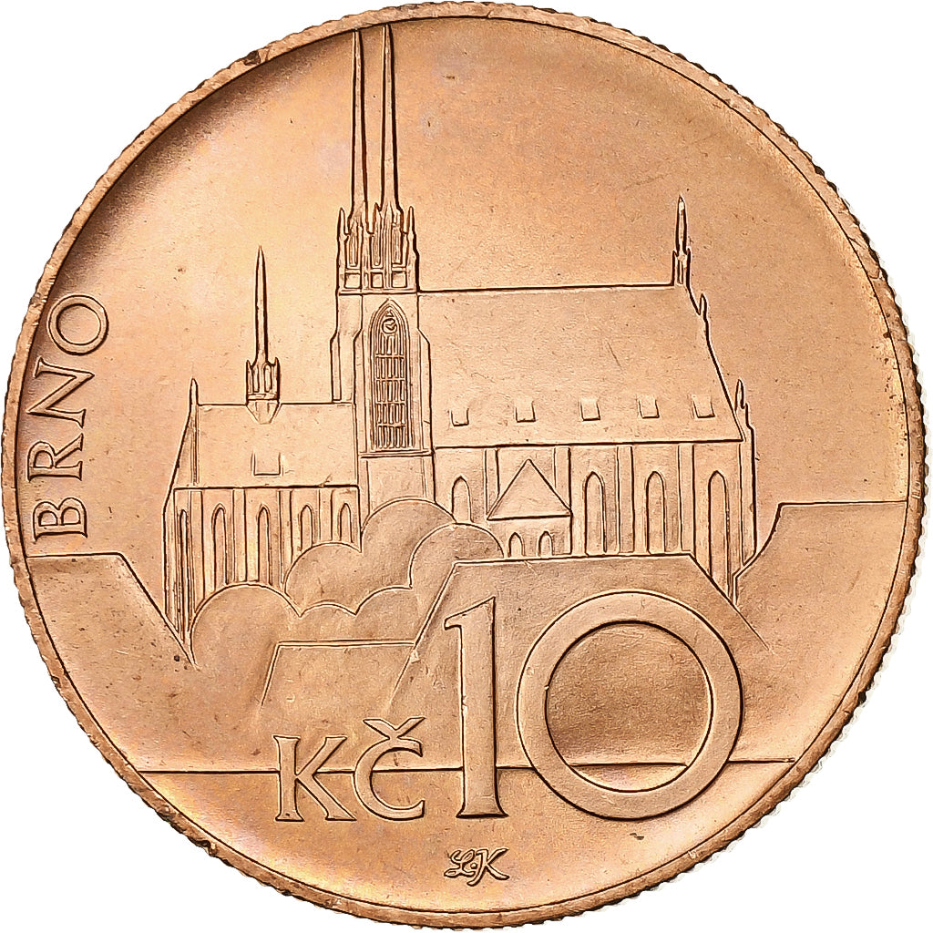 Czech Republic, 10 Korun, 2002, Acier plaqué cuivre, MS(63), KM:4