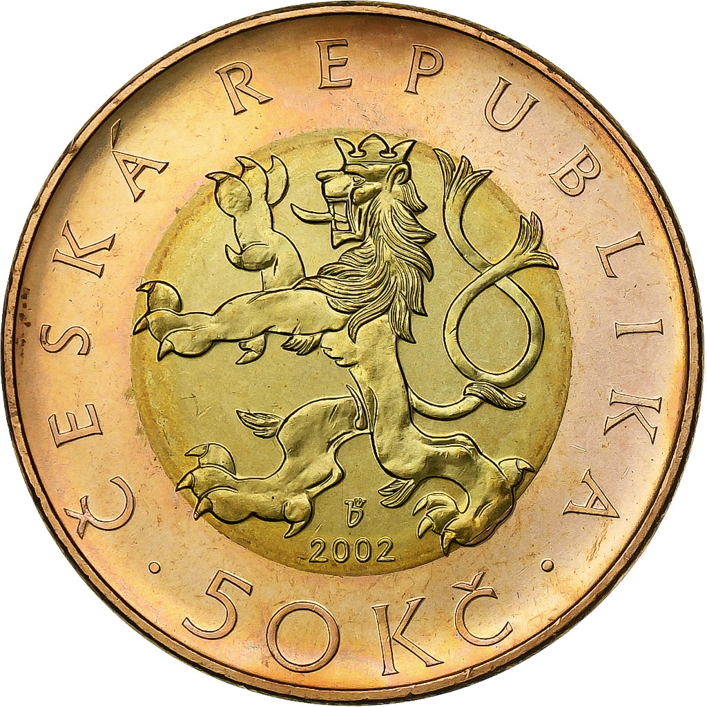 Czech Republic, 50 Korun, 2002, Bi-Metallic, MS(63), KM:1