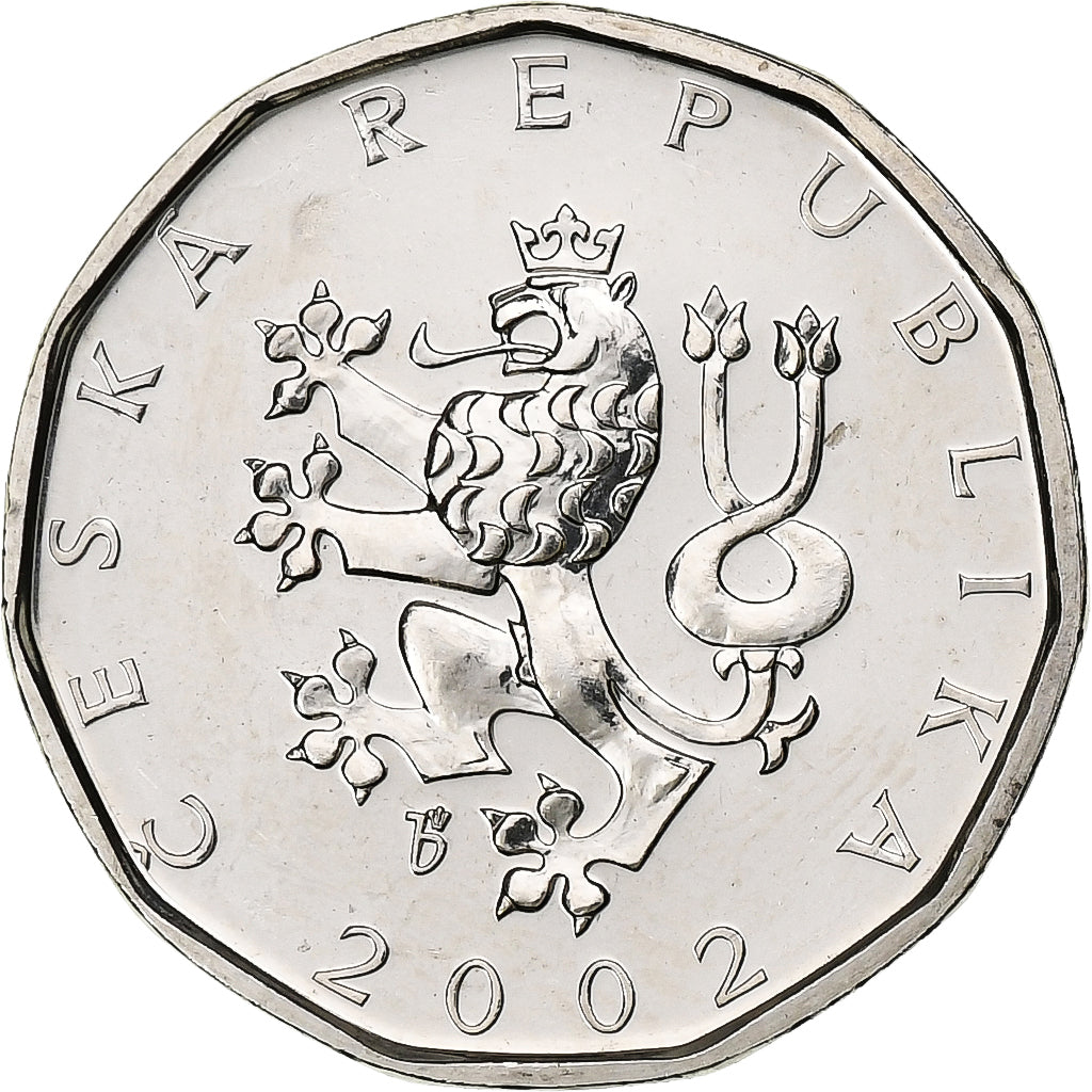 Czech Republic, 2 Koruny, 2002, Nickel plated steel, AU(55-58), KM:9