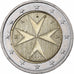 Malta, 2 Euro, 2008, Paris, Bimetálico, MBC+, KM:132