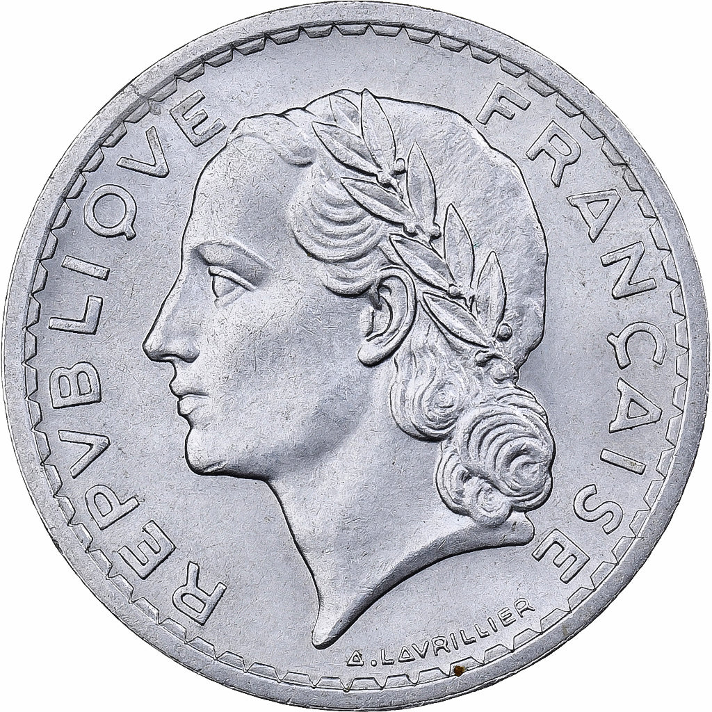 Francia, 5 Francs, Lavrillier, 1947, Paris, Aluminio, EBC, KM:888b.1