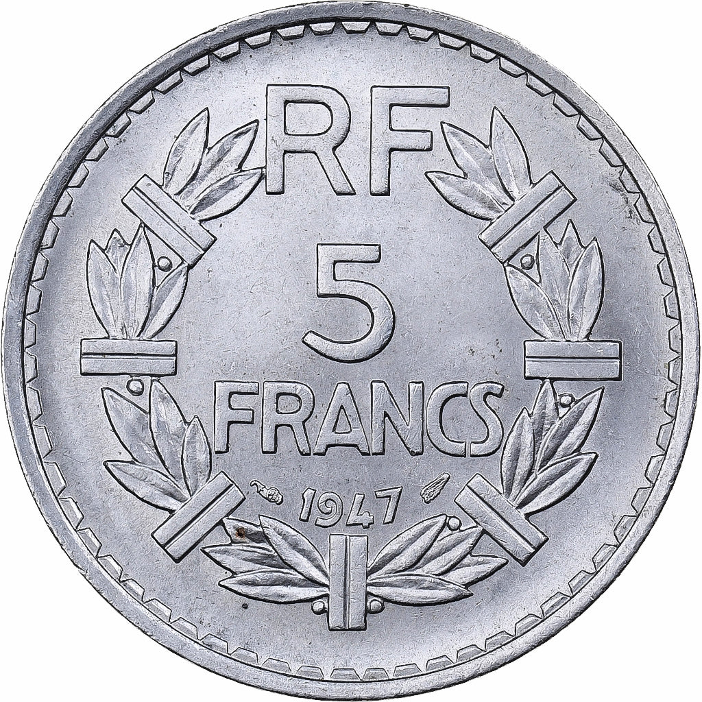 Francia, 5 Francs, Lavrillier, 1947, Paris, Aluminio, EBC, KM:888b.1