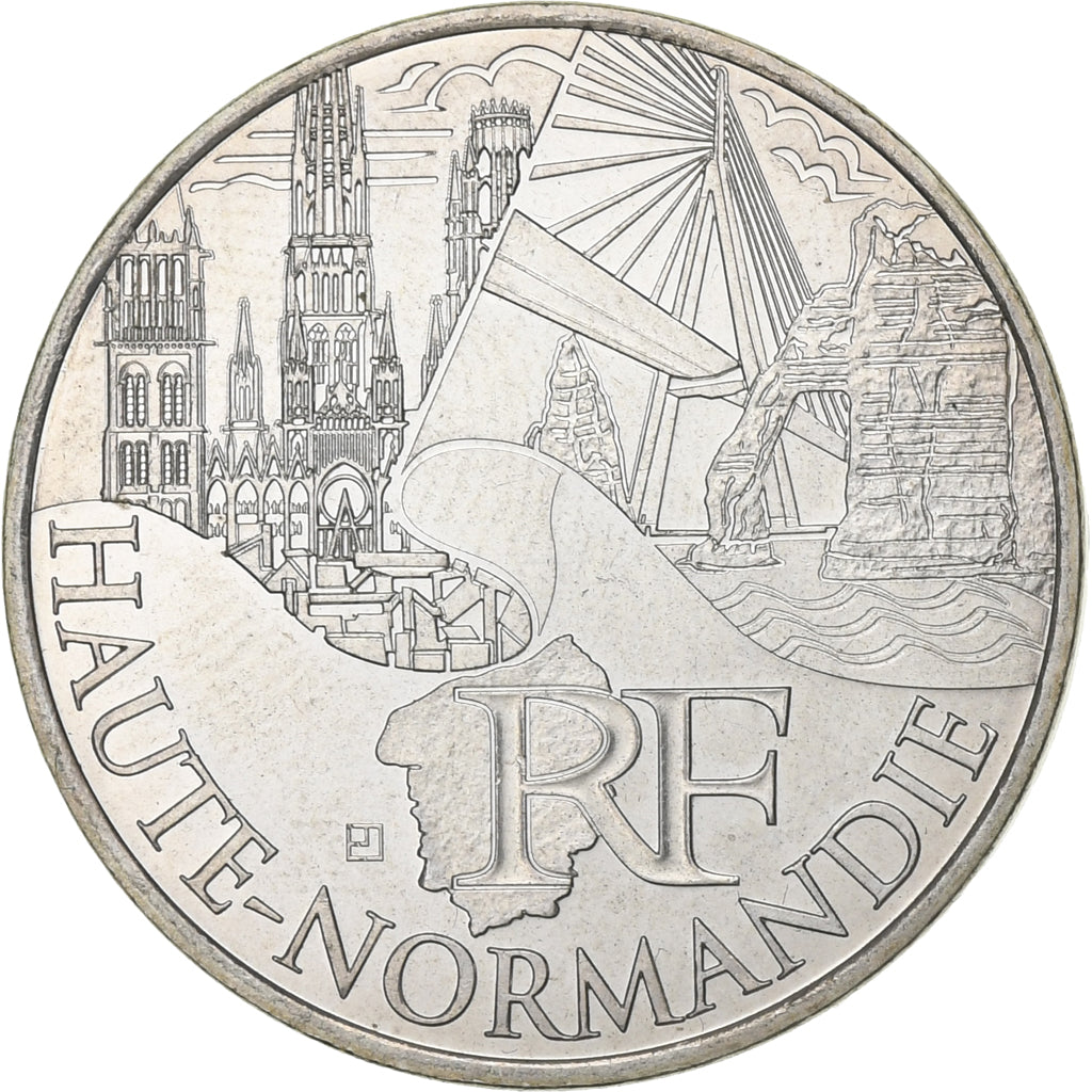 Francja, 10 Euro, Haute-Normandie, 2011, Monnaie de Paris, Srebro, AU(55-58)