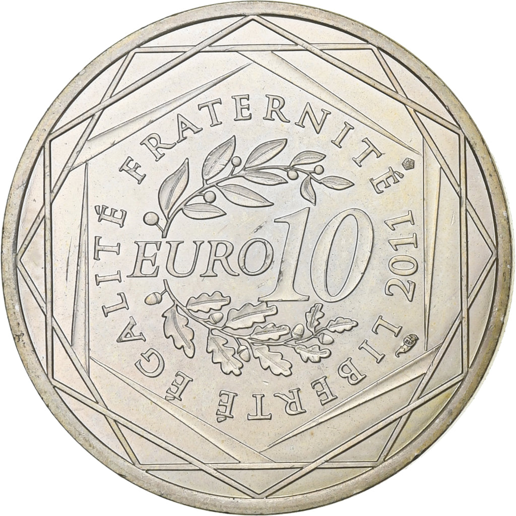França, 10 Euro, Euros des régions, 2011, Prata, AU(55-58)