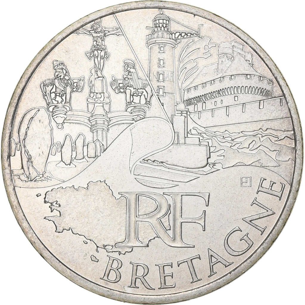 Francia, 10 Euro, Euros des régions, Bretagne, 2011, Plata, EBC