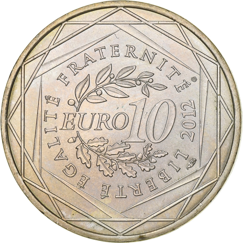 França, 10 Euro, 2012, Paris, Prata, AU(55-58), Gadoury:EU514, KM:1885