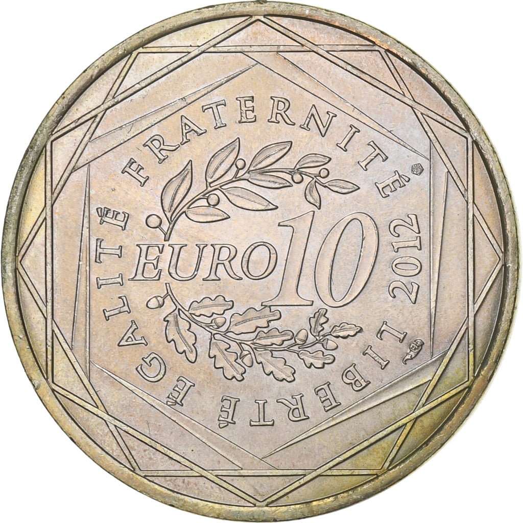 França, 10 Euro, 2012, Paris, Prata, AU(55-58), KM:1883