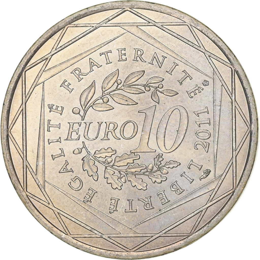 França, 10 Euro, 2011, Prata, AU(55-58), KM:1746