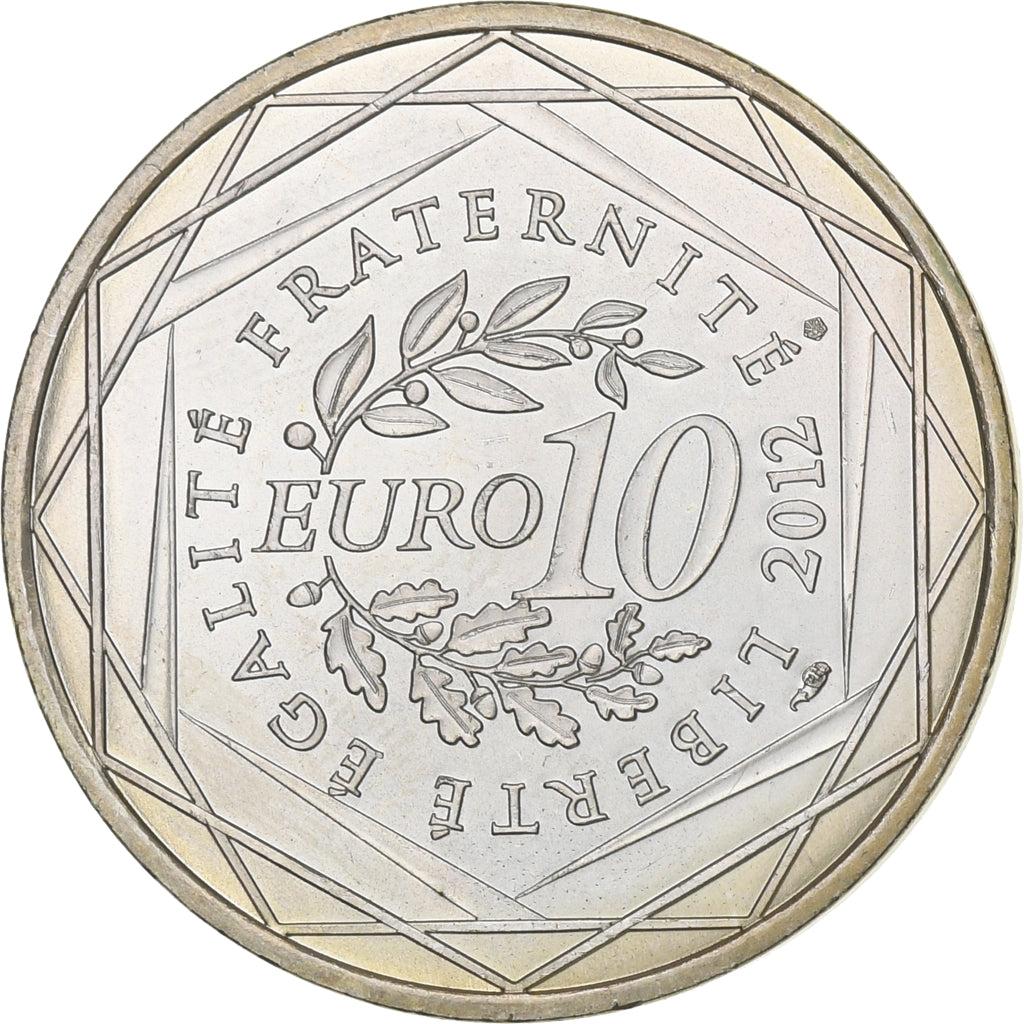 Francja, 10 Euro, Centre, 2012, Paris, Srebro, AU(55-58), Gadoury:EU514, KM:1868