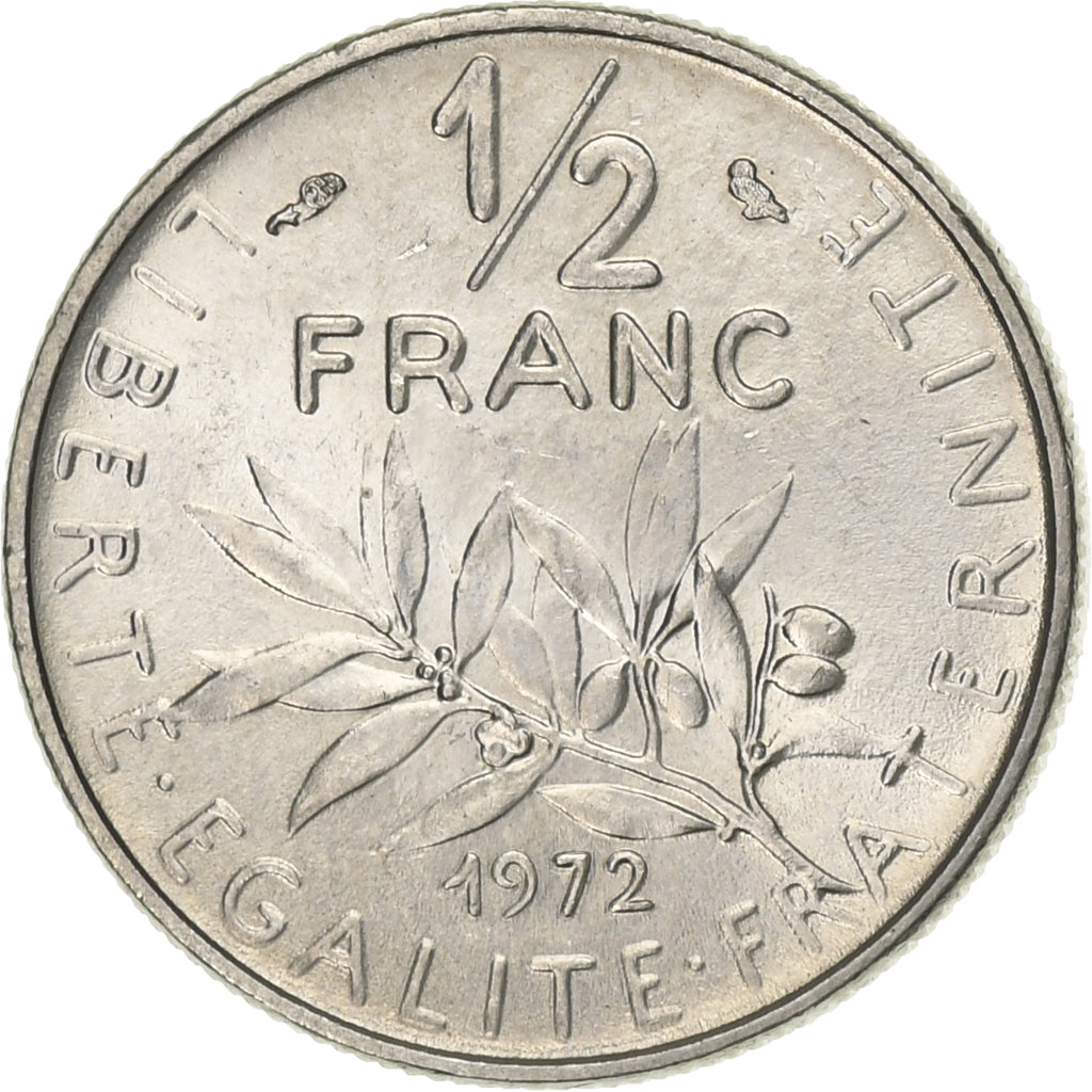 Frankreich, 1/2 Franc, Semeuse, 1972, Paris, Nickel, VZ+, Gadoury:429, KM:931.1